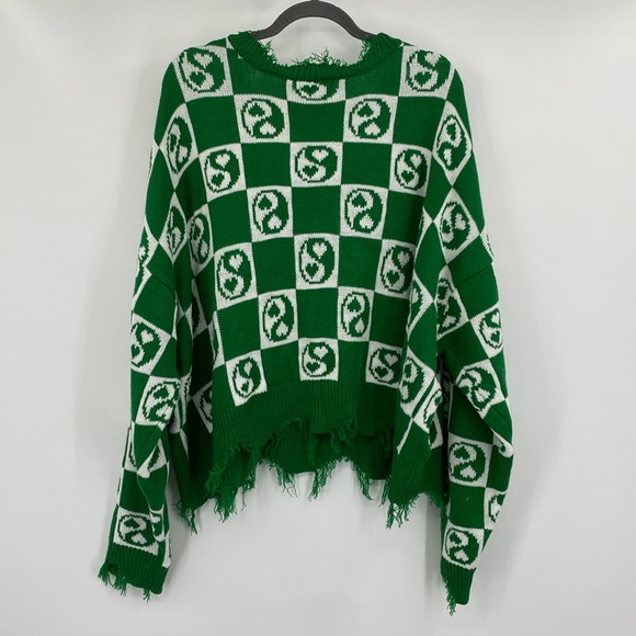 Just Polly Green Mini Yin Yang Destructed Sweater Size 4X Juniors - Picture 4 of 7